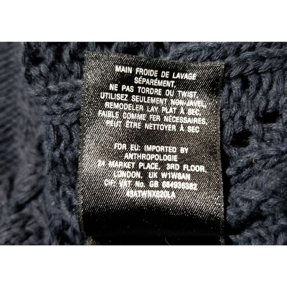 Anthropologie Moth Cable Knit Blue Zip Back Sweater Womens Size Small - Picture 5 of 8